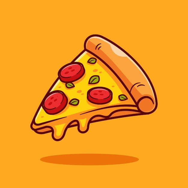 Pizza-Schnitt geschmolzenes schwimmendes Cartoon-Vektor-Symbol Illustration Lebensmittel-Objekt-Symbol Isoliertes flaches Vektor