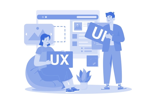 Vektor team von ux-ui-designern für mobile entwicklungserfahrungs-apps