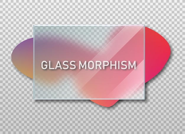 Vektor transparentes quadratisches kartendesign aus glas realistischer glasmorphismus vektorillustration