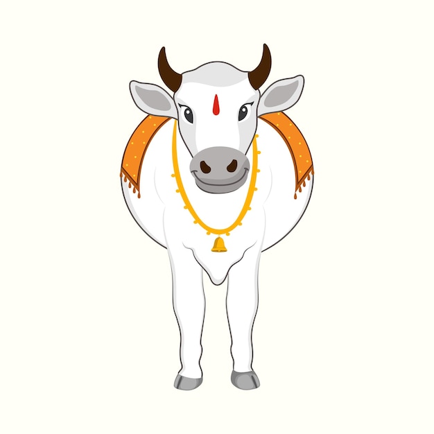 Vorderansicht des lokalisierten Stiers oder der Kuh, die auf weißem Hintergrund steht