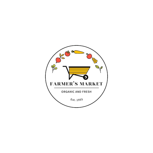 Bauernmarkt-Logo im flachen Design