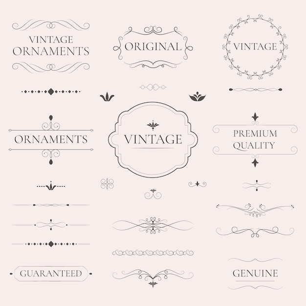 Vektor eine sammlung von vintage-ornamenten, einschließlich original-premium-qualität und premium-qualität