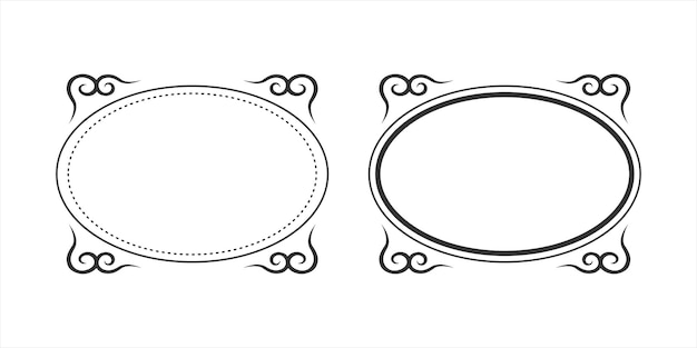 Vektor einfacher kreisförmiger rahmenrand mit kurvenlinie im retro-stil
