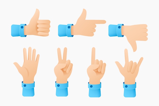 Vektor emoji-händeelement mit farbverlauf