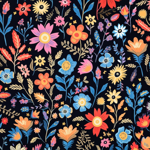 Vektor floral_seamless_pattern_in_folk_boho_stil hintergrund
