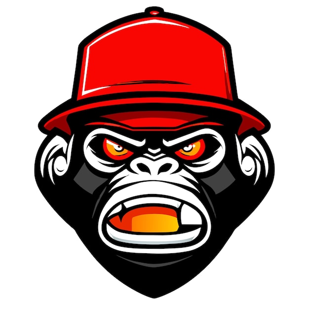 Vektor gorilla gaming esports maskottchen handgezeichnetes flaches stilvolles cartoon-sticker-ikonenkonzept isoliert
