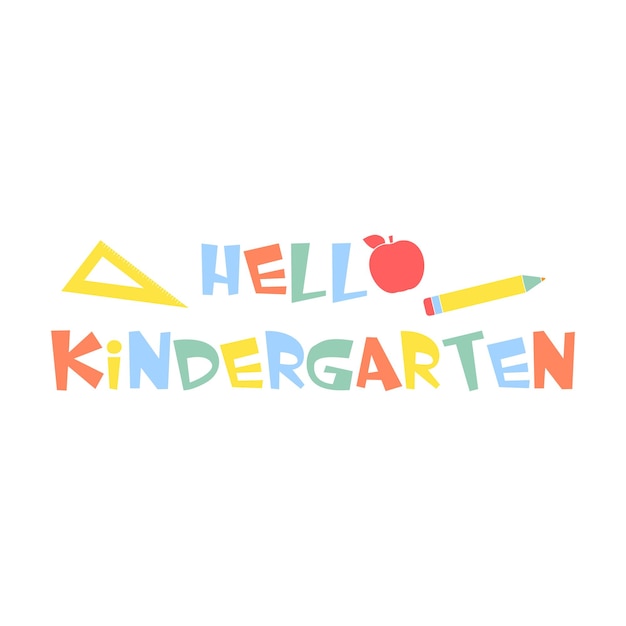 Vektor hallo kindergartendesign mit apfel und stift