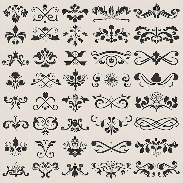 Vektor schwarze und weiße muster zeigen komplizierte dekorative elemente