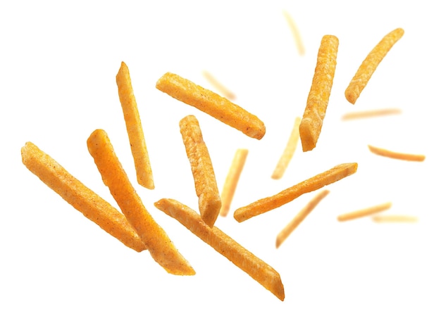 Gratis foto frieten zweven op een witte achtergrond