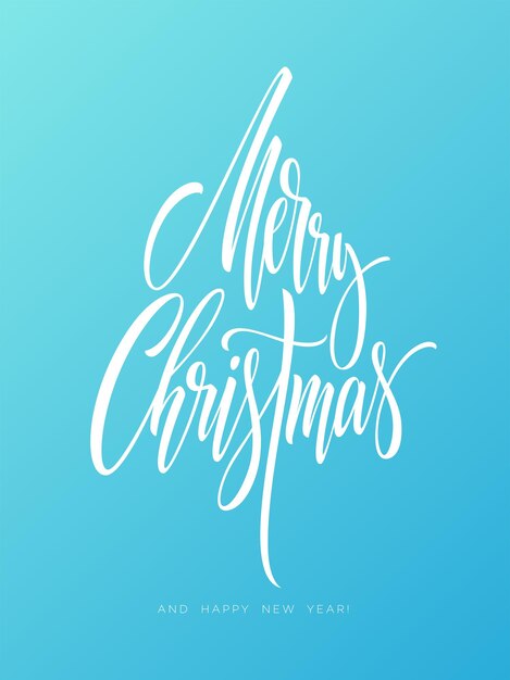 Merry Christmas hand getekende letters. Xmas kalligrafie op vorst achtergrond. Prettige kerstdagen en gelukkig Nieuwjaar belettering. Xmas ijzige kalligrafie. Banner, posterontwerp. Geïsoleerde vectorillustratie