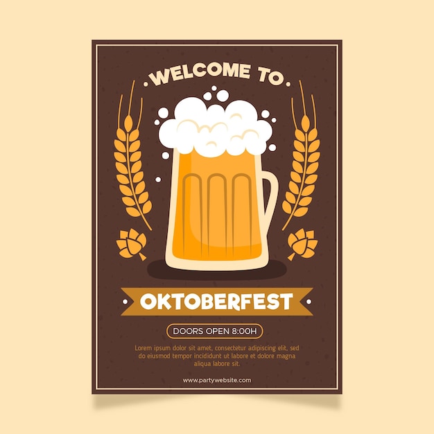 Gratis vector oktoberfest poster in plat ontwerp