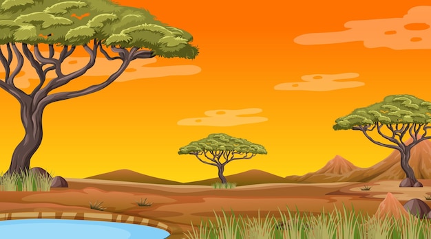 Gratis vector afrikaanse boslandschap achtergrond