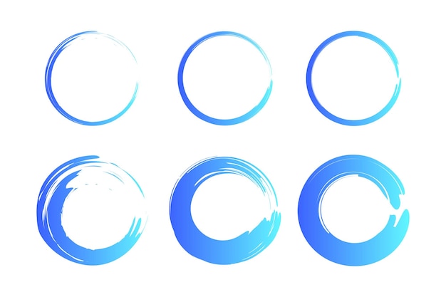 Gratis vector blue gradient paint brush stroke circles set