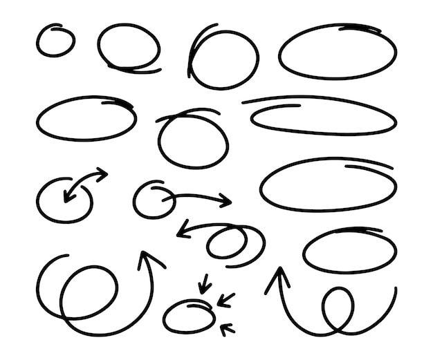 Gratis vector handgetekende cirkels en pijlen collectie