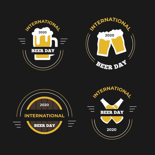 Gratis vector internationale bierdag etiketten plat ontwerp