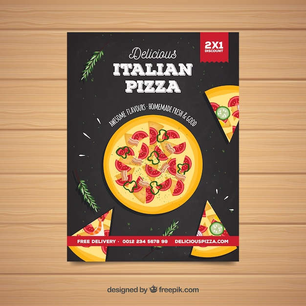 Gratis vector lekkere italiaanse pizza poster