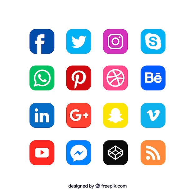 Gratis vector social media logo's collectie in vlakke stijl