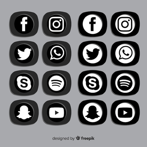 Gratis vector zwart social media-logo-pakket