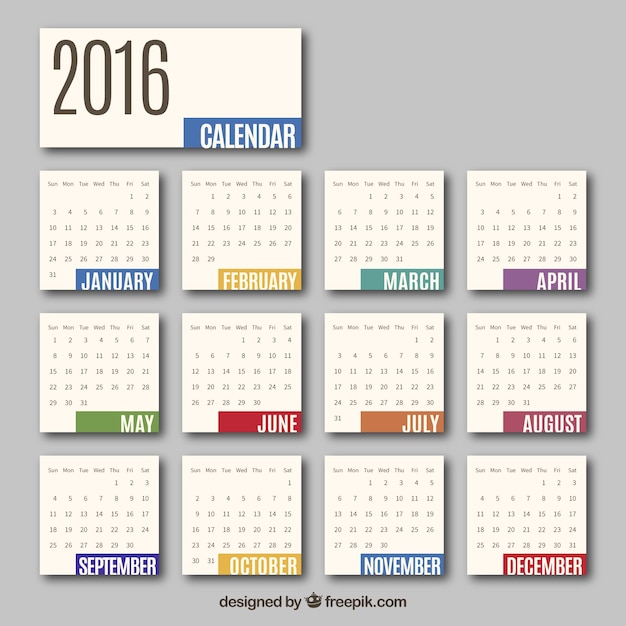 2016 maandkalender