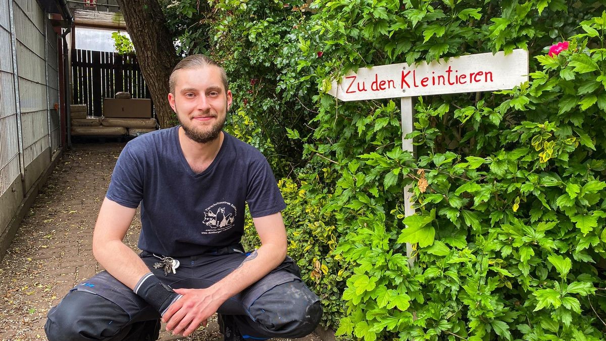 Vincent Friedrich (23) macht eine Ausbildung zum Tierpfleger. Zurzeit kümmert er sich um die Kleintiere im Tierheim Duisburg. Für den 23-Jährigen ist es ein Traumjob.