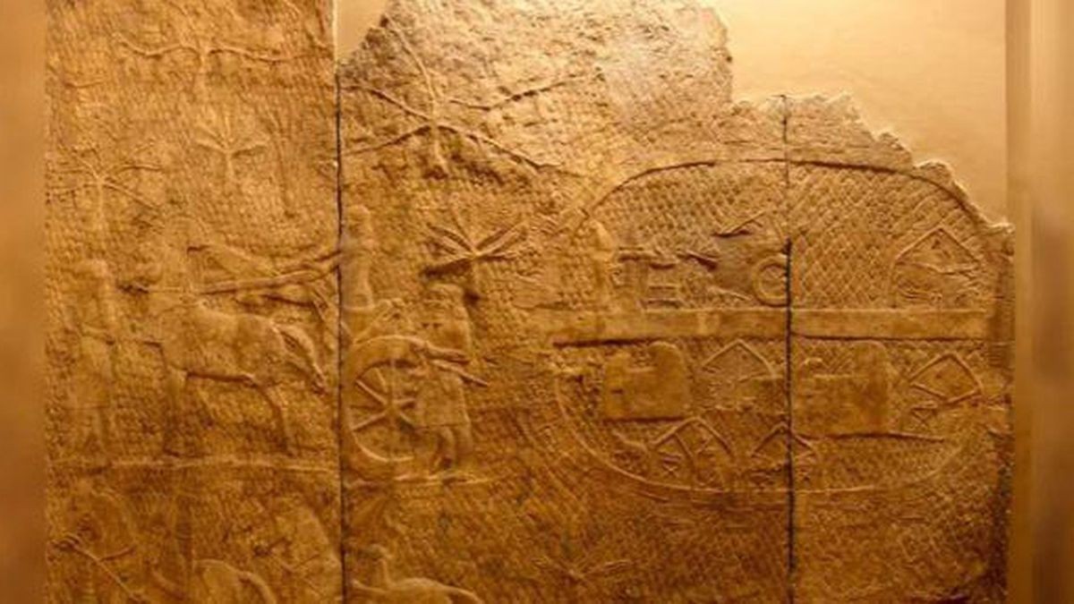 Dieses assyrische Relief im British Museum in London zeigt das Lager, das die Assyrer während der Belagerung von Lachisch nutzten.