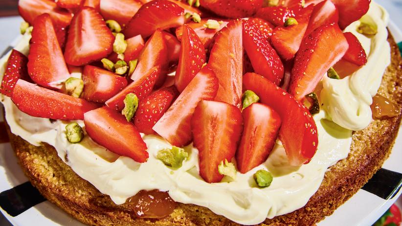Erdbeer-Pistazien-Kuchen: Tortendiagramm? Jedes Stück gleich lecker!