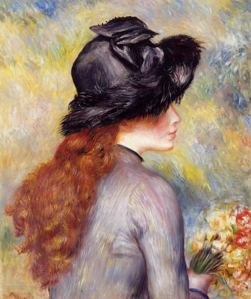 Pierre-Auguste Renoir (1841-1919). Young Girl Holding at Bouquet of Tulips - 1878 (504x600, 205Kb)