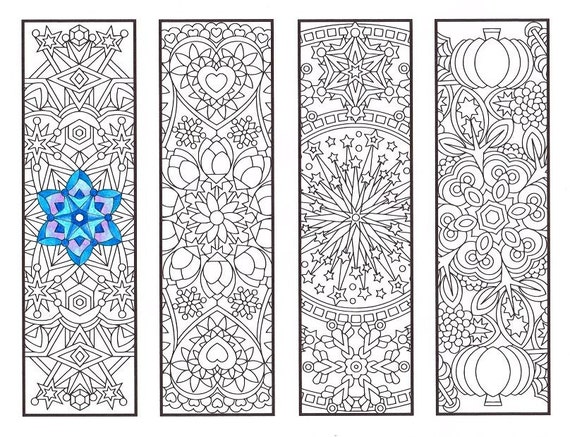 Coloring Bookmarks - Cool Weather Mandalas - coloring page for adults, kids and bookworms - four printable bookmarks to color