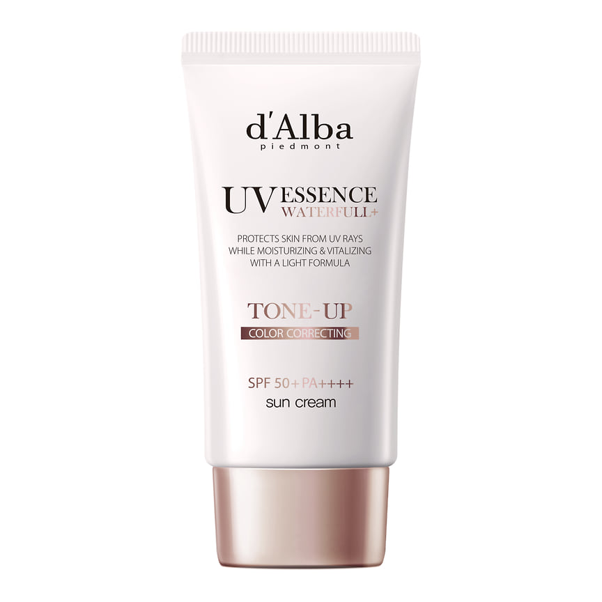 d’Alba, солнцезащитный крем c осветляющим эффектом Waterfull Tone-Up Sun Cream SPF 50+ PA++++: обеспечивает защиту от воздействия солнечных лучей, смягчает и увлажняет кожу, устраняет мелкие морщины