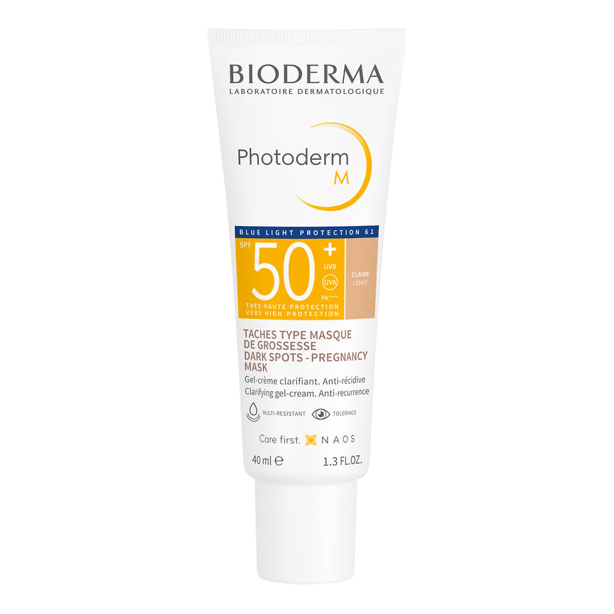 Bioderma, тонирующий солнцезащитный крем Photoderm M SPF50+: выравнивает тон кожи, осветляет, предотвращает повторное появление пигментных пятен, блокирует голубой свет экранов на 61%