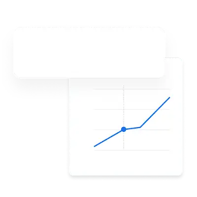 Esempio di un annuncio di testo di mobili per la casa accanto a un grafico di benchmark per un intervallo di date