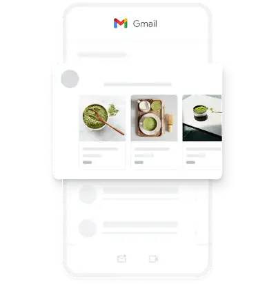 Exemple d’anunci de generació de demanda per a mòbils dins l’aplicació Gmail que mostra diverses imatges de matxa ecològic.