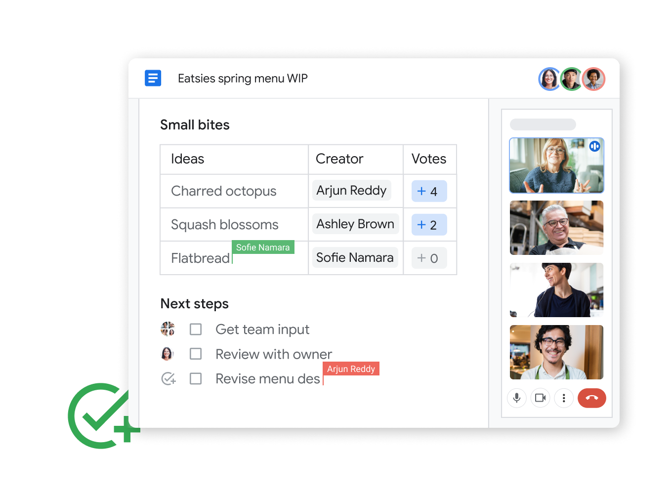 Illustratieve Workspace-afbeelding: teamleden delen en bewerken Google-spreadsheets moeiteloos met Google Chat