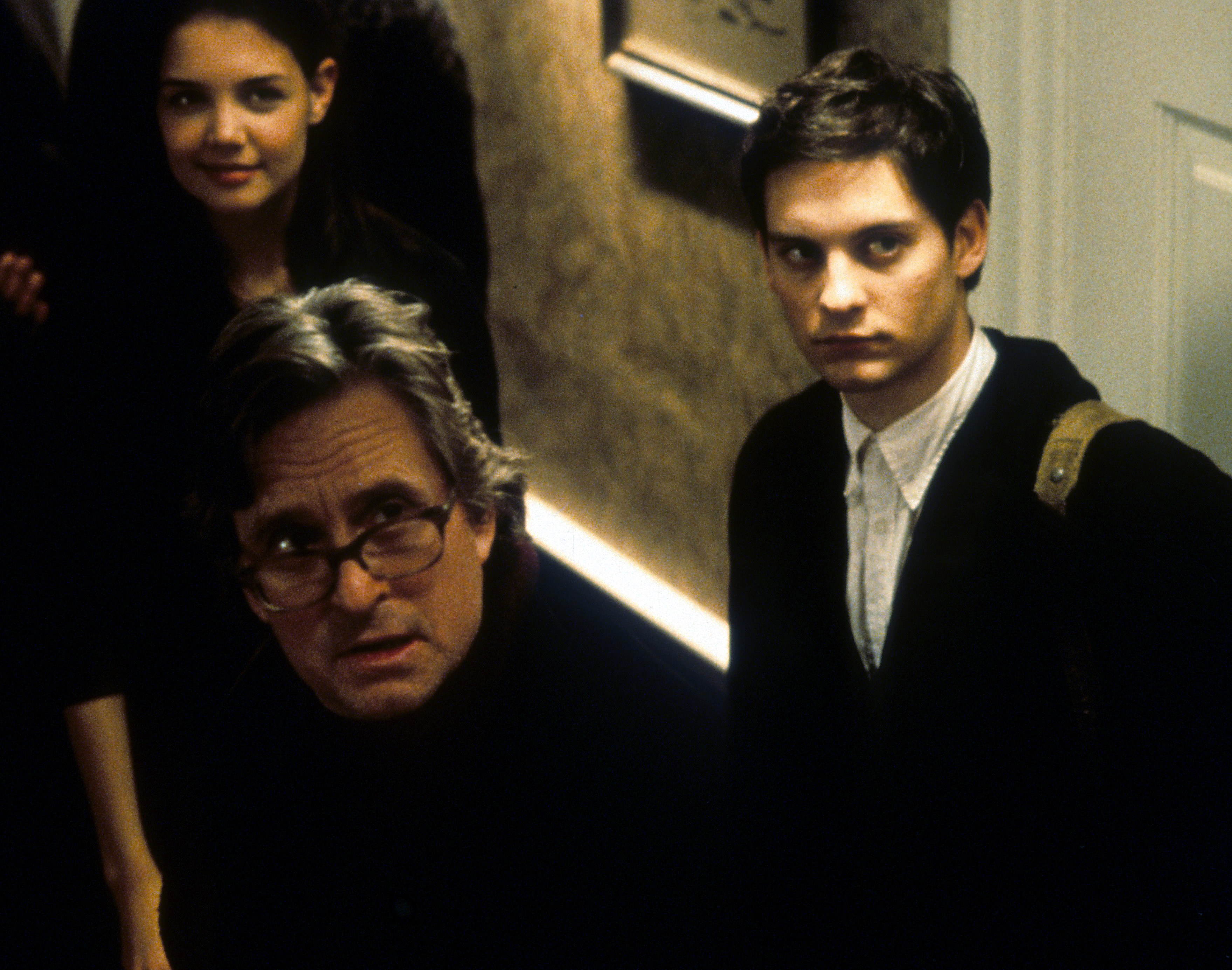 Michael Douglas, Tobey Maguire, and Katie Holmes in Wonder Boys (2000)