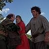 Robin Wright, André René Roussimoff, and Wallace Shawn in The Princess Bride (1987)