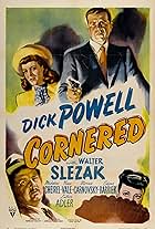 Micheline Cheirel, Dick Powell, Walter Slezak, and Nina Vale in Cornered (1945)