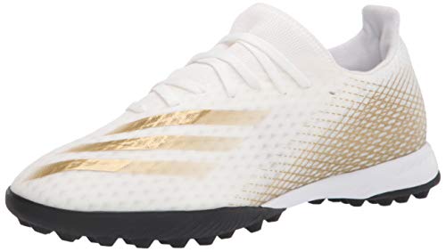 adidas Men's X Ghosted.3 Turf Soccer Shoe, White/Gold Melange/Black, 10