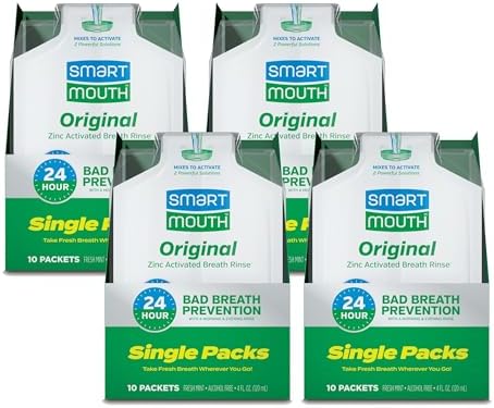 SmartMouth Original Activated Mouthwash Single Packs, Travel Mouthwash, Fresh Mint, 40 Pack