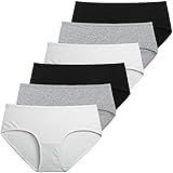 INNERSY Unterhose Baumwolle Damen Schwarz Weiß Bikinis Taillenslips 6er Pack (36, Grau/Schwarz/Weiß)