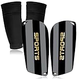 Soccer Shin Guards for Kids Youth, Shin Guard and Shin Guard Sleeves for Boys and Girls for Football Games EVA Cushion Protection Reduce Shocks and Injuries Black S