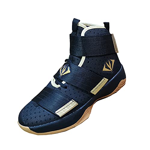 NCNDB Mens Basketball Shoes High Top Sports Shoes for Running Women Non Slip Outdoor Sneakers Black Gold 9.5/8 US