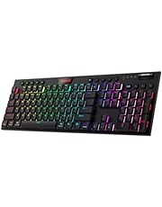 Redragon K618 Horus Wireless RGB Mechanical Keyboard, Bluetooth/2.4Ghz/Wired Tri-Mode Ultra-Thin Low Profile Gaming Keyboard w/No-Lag Cordless Connection, Dedicated Media Control &amp; Linear