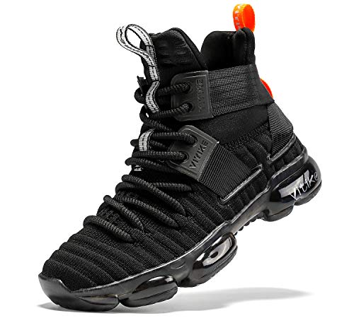 JMFCHI FASHION Kids Basketball Shoes Boys Outdoor Sneakers Girls Indoor Training Shoes High-top Boy Sports Shoes Durable Non-Slip Kid Running Shoe Black Size 4