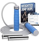 Weighted Jump Rope for Fitness (1 lb) with Women and Men's Exercise Guide. Comfy Grips. Tangle Fr...