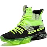 JMFCHI Boys Basketball Shoes Kids Sneakers High-top Sports Shoes Durable Lace-up Non-Slip Running Shoes Secure for Little Kids Big Kids and Girls Size 5 Green