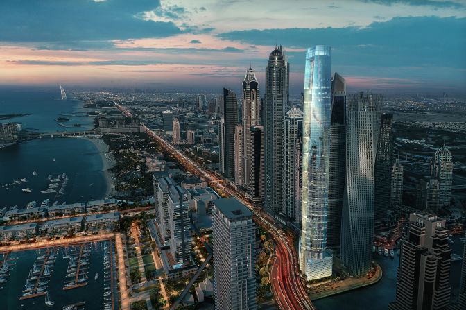 Ciel Tower in Dubai's Marina district, pictured in this render, will be the <a href="https://edition.cnn.com/travel/article/ciel-tower-hotel-dubai/index.html" target="_blank"