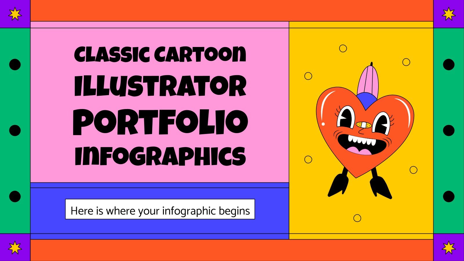 Classic Cartoon Illustrator Portfolio Infographics presentation template 