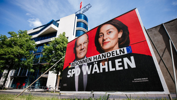 Ein Wahlplakat der SPD zur Europawahl am 9. Juni
