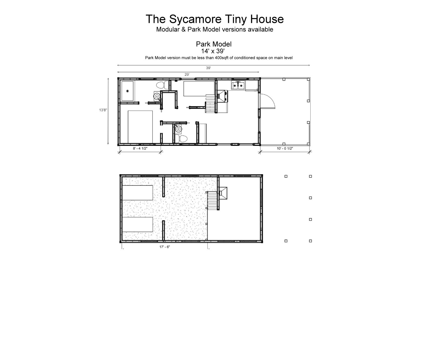 The Sycamore Park Model Tiny House - Floor Plan