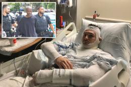 NYC straphanger who was set on fire blocked fiancée from maniac’s flaming liquid in subway attack, has burns on 30 percent of his body
